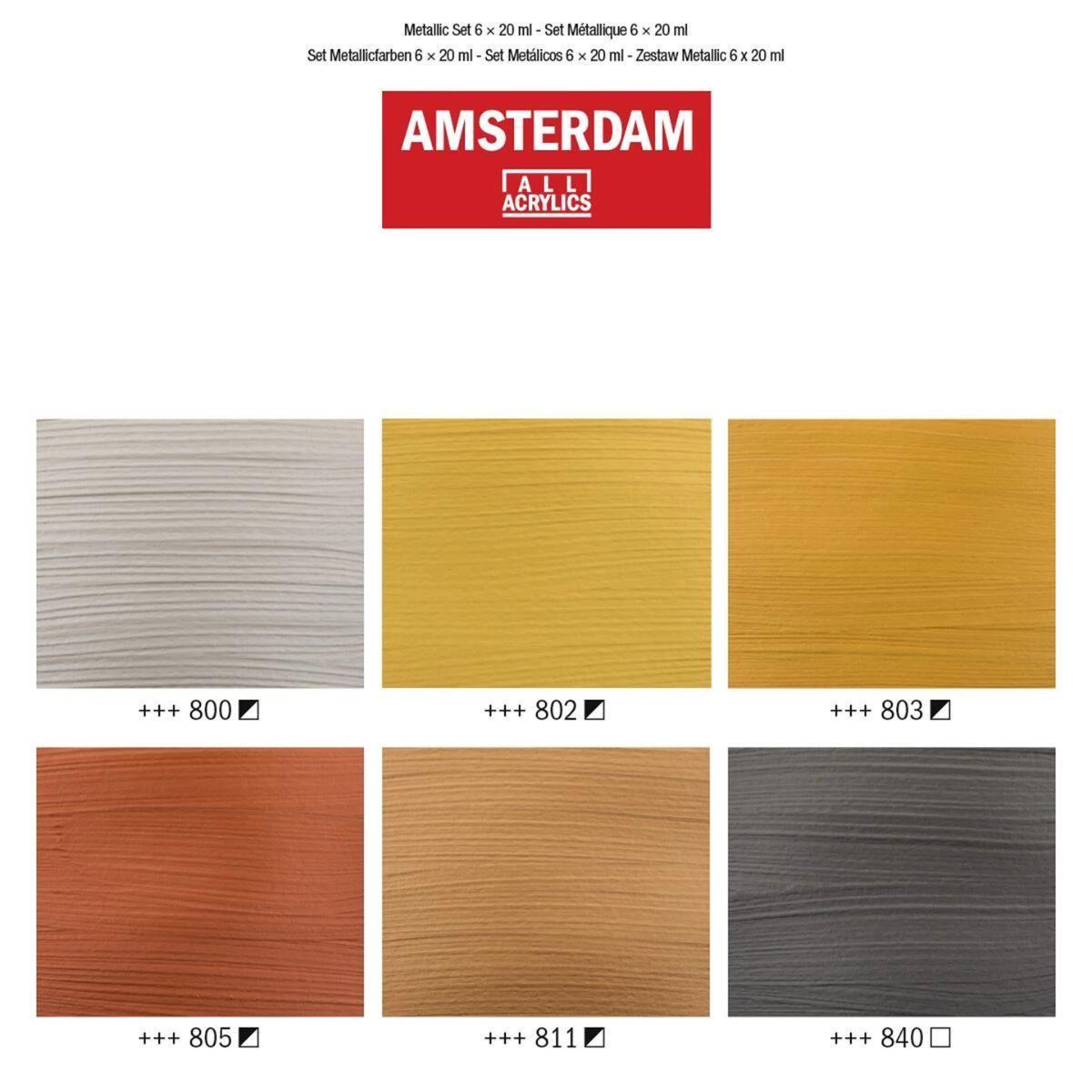Acrílico Amsterdam Pack 6 Colores 20ml Metálicos-4