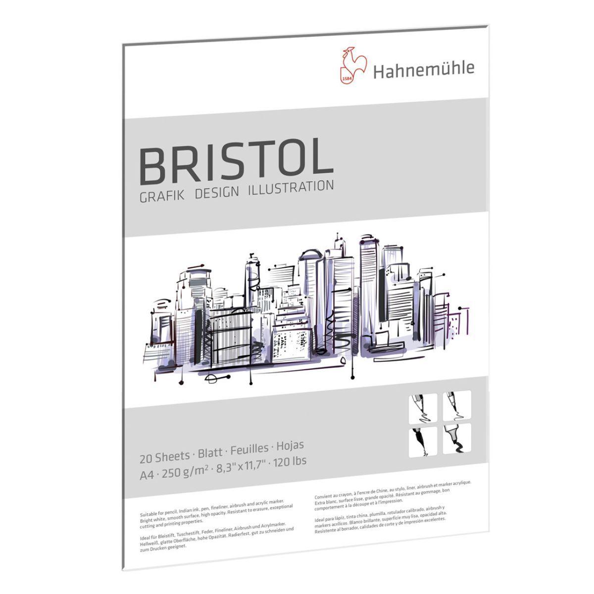 Block Dibujo Hahnemuhle Bristol 250gr 20 Hojas A4 21x29cm-0