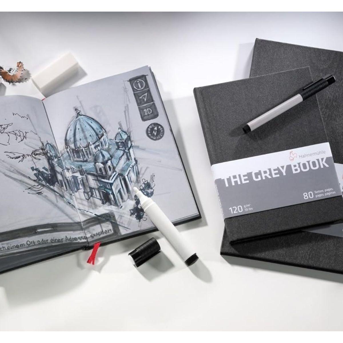 Libreta Dibujo Hahnemuhle Hojas Grises 120gr 40h A5 15x21cm-4