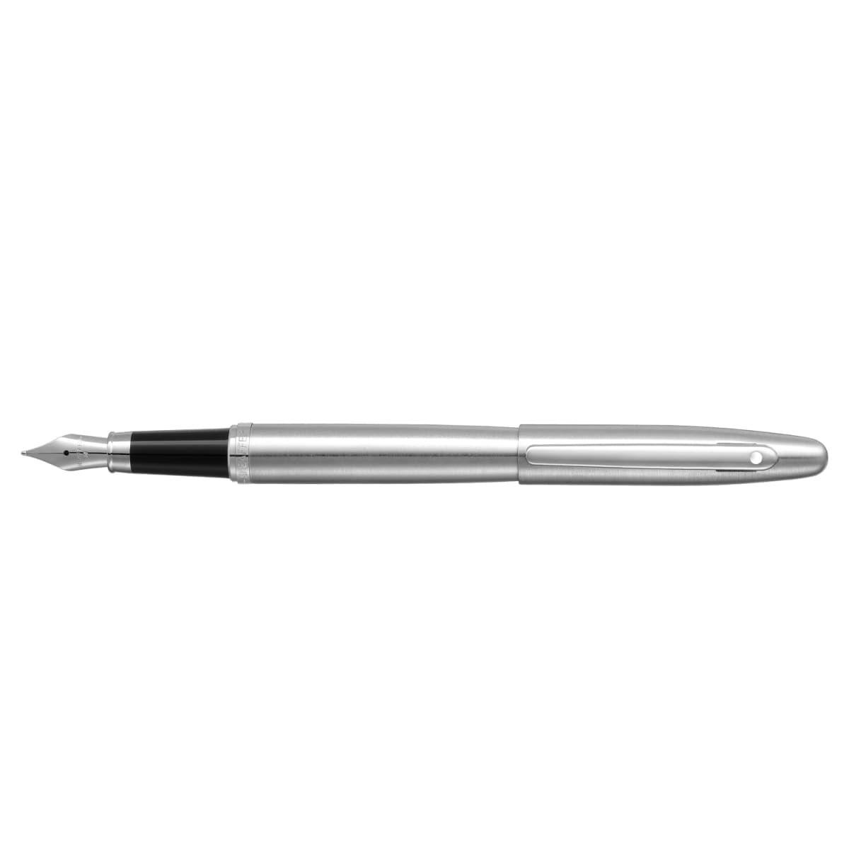 Plumas Sheaffer VFM Punta M Cromo Cepillado Detalle Plateado-2