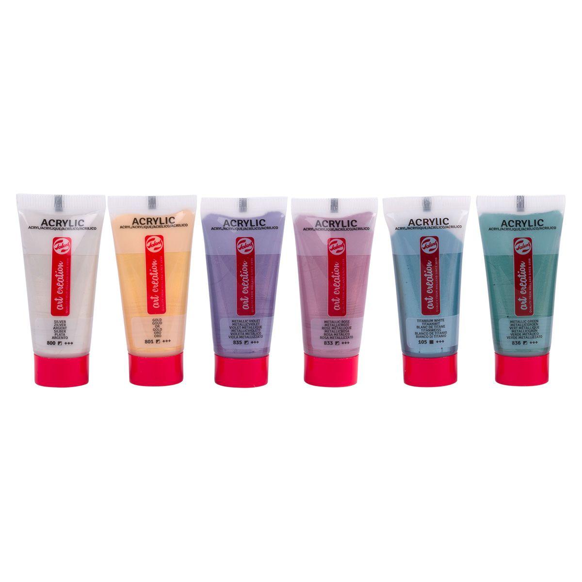 Acrílicos Art Creation Set 6 Colores 12ml Metálicos-2