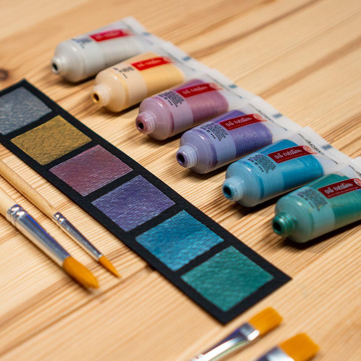 Acrílicos Art Creation Set 6 Colores 12ml Metálicos-3