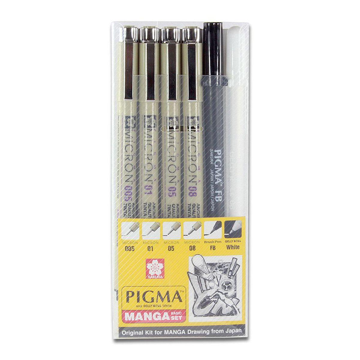 Set Manga Sakura (4 Tiralíneas + Brush + Gelly Roll Blanco)-0