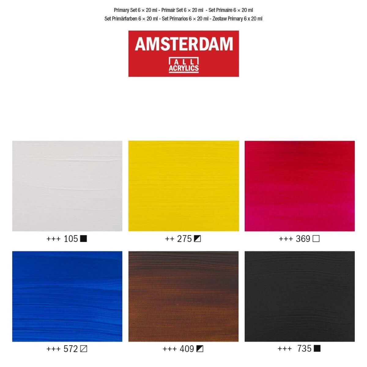 Acrílico Amsterdam Pack 6 Colores 20ml Primarios-3