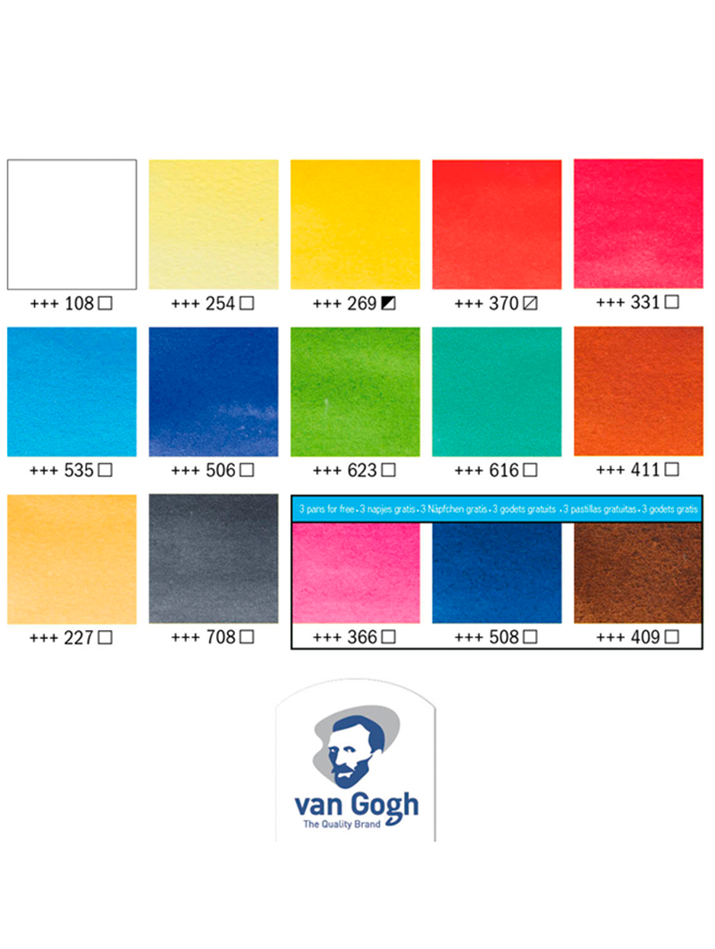 Acuarela en Pastillas Van Gogh Set 12+3 Colores Extra-2