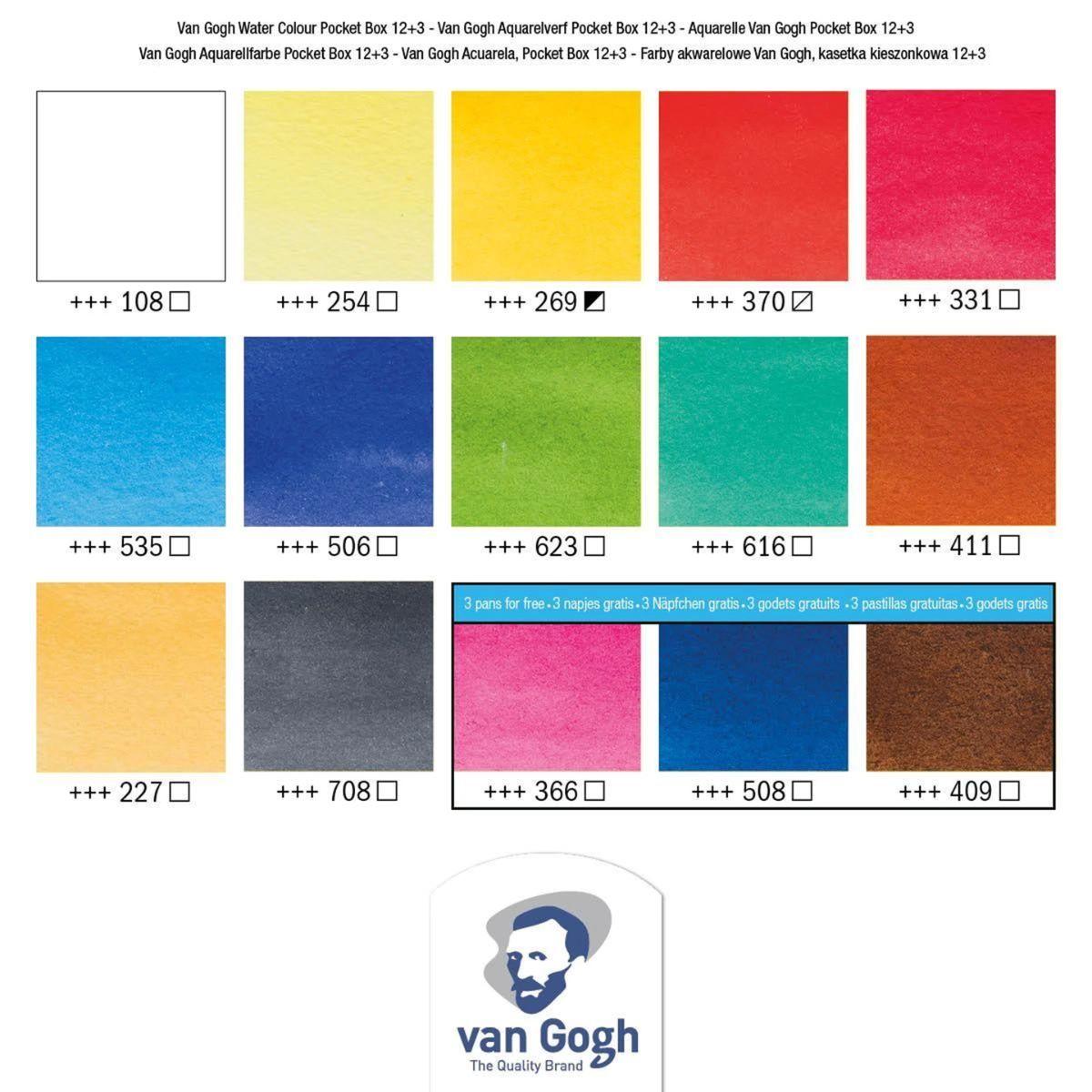 Acuarela en Pastillas Van Gogh Set 12+3 Colores Extra-5