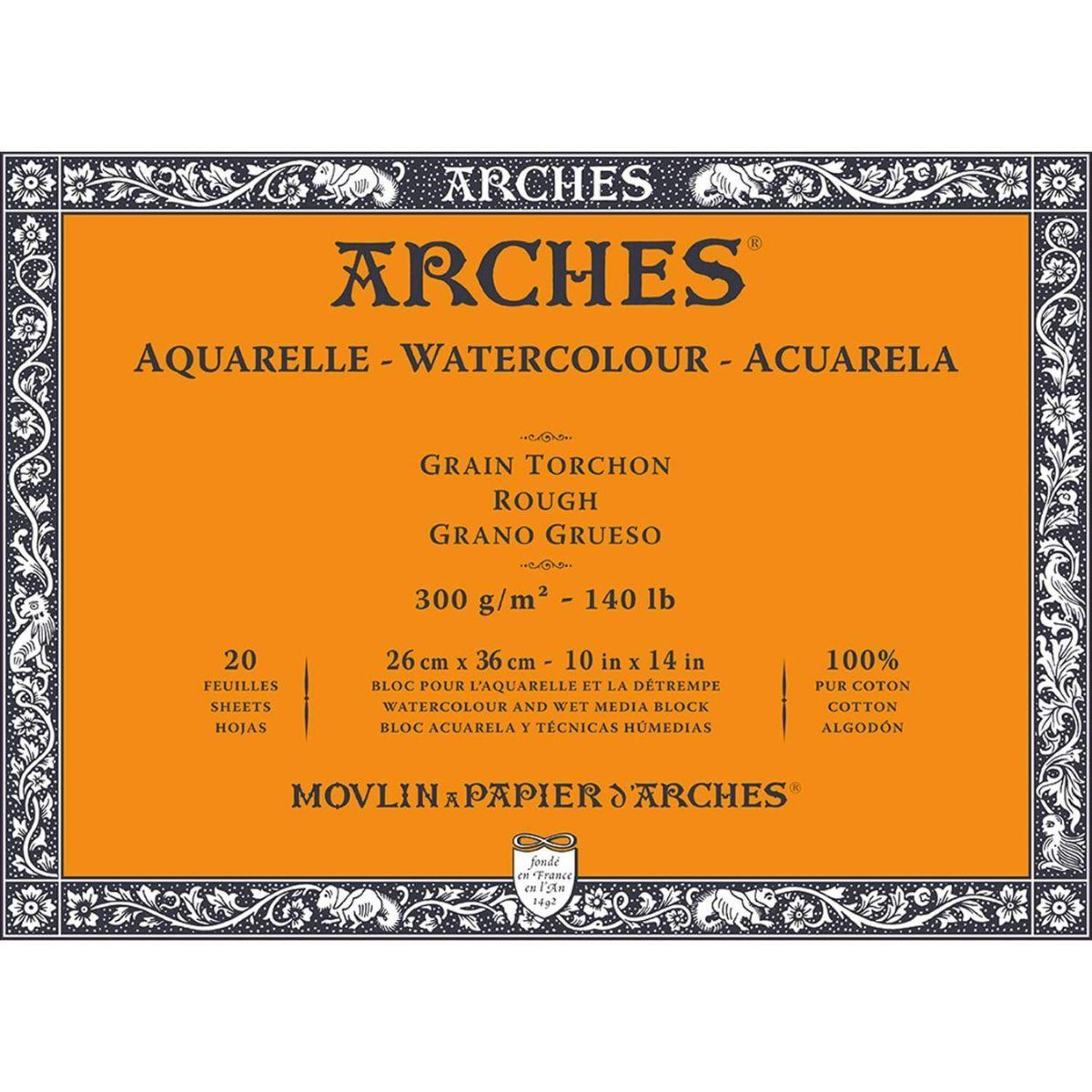 Block Acuarela Arches 300gr Grano Grueso 20 Hojas 26 x 36 cm-0