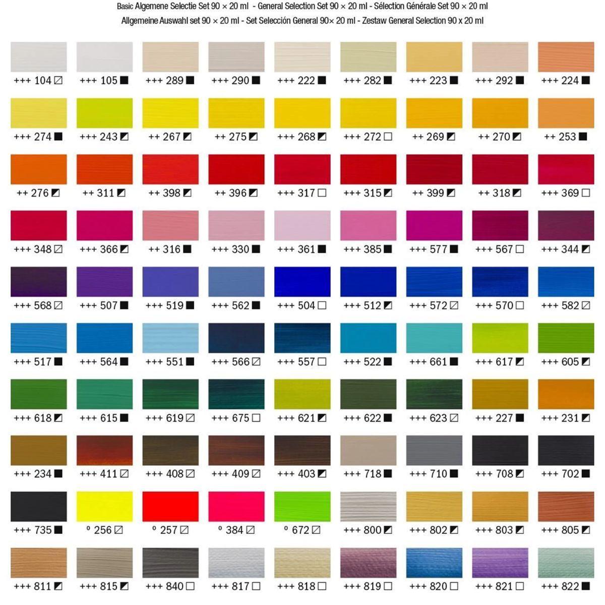 Acrílico Amsterdam Pack 90 Colores 20ml Selección General-3