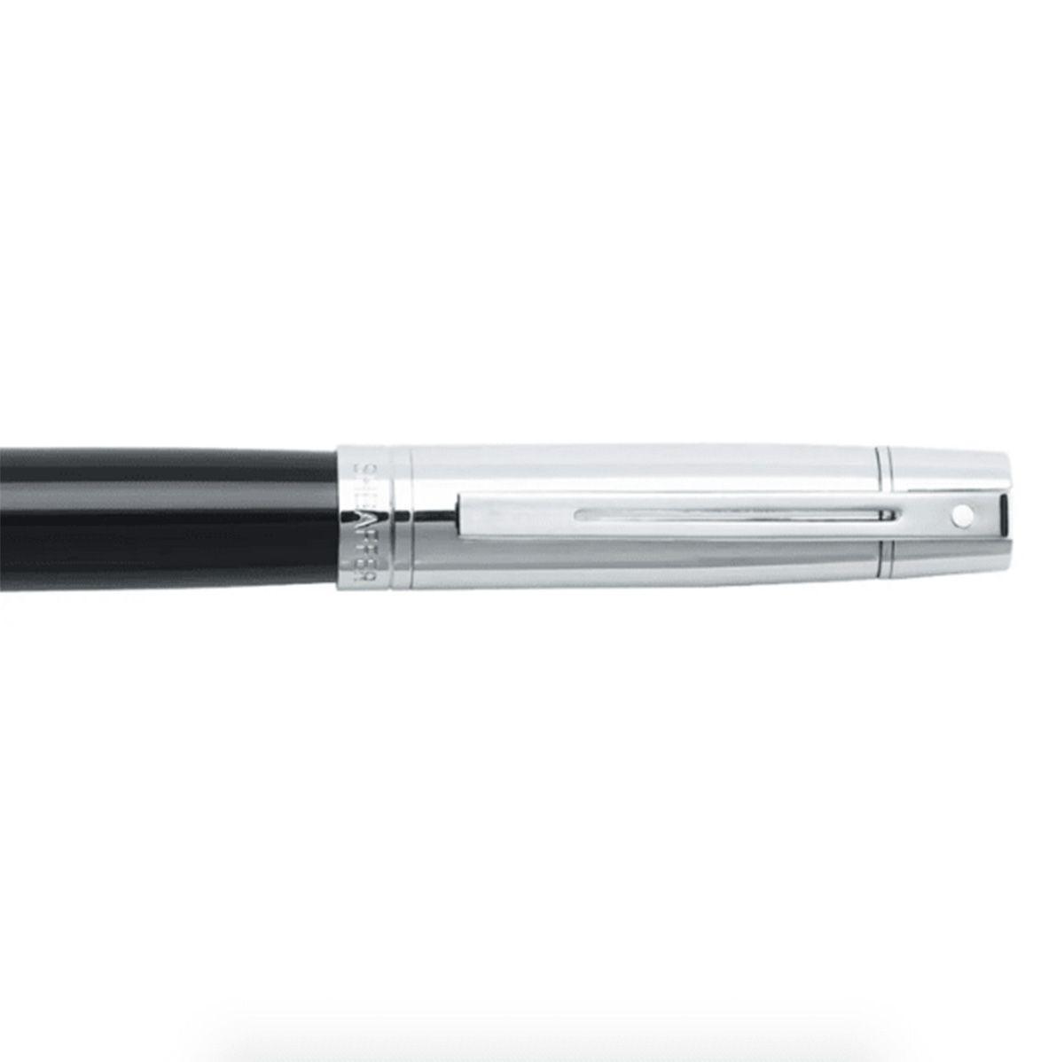 Plumas Sheaffer Serie 300 Punta Media Negro Brillante Cromo-3