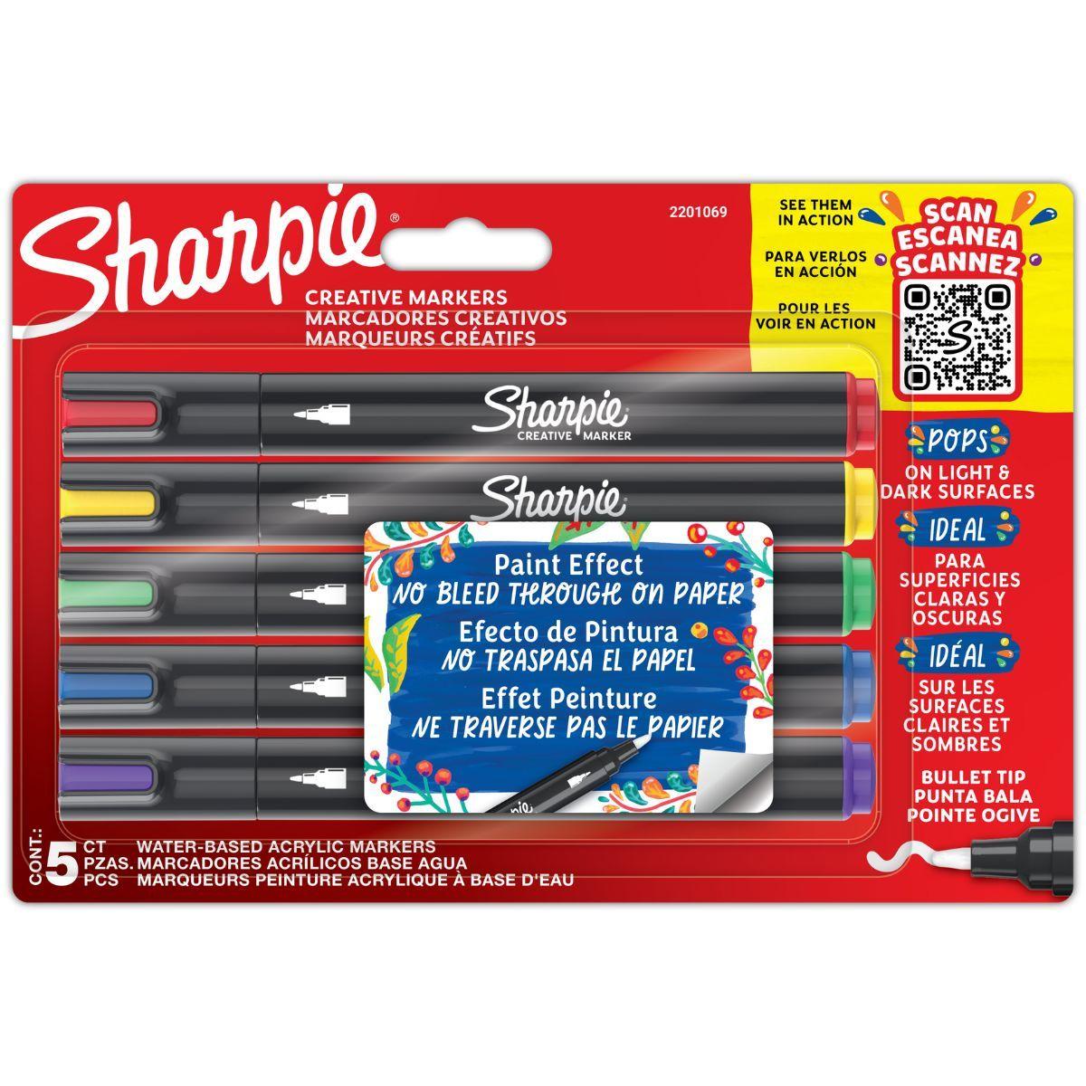 Set 5 Marcadores Acrílicos Sharpie Punta Bala Colores-2