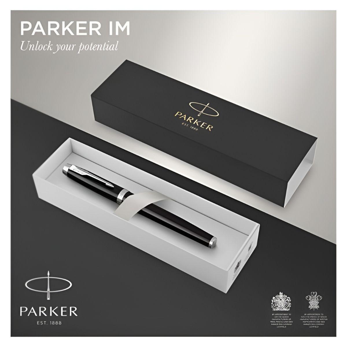 Pluma Parker IM Essential Negro Mate Tinta Azul-3
