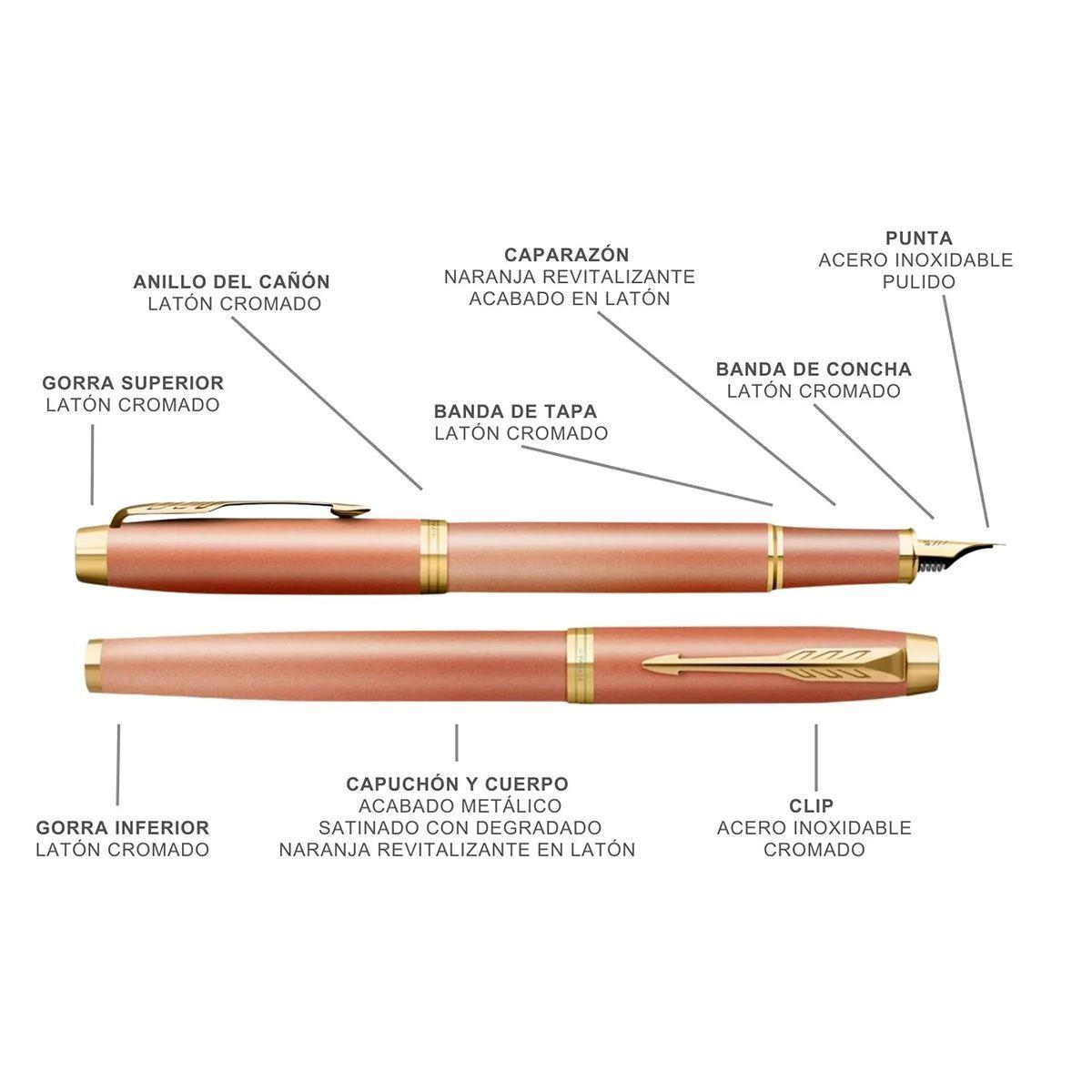 Pluma Parker IM Writing Rituals Oro Rosa Tinta Azul Plumín M-4