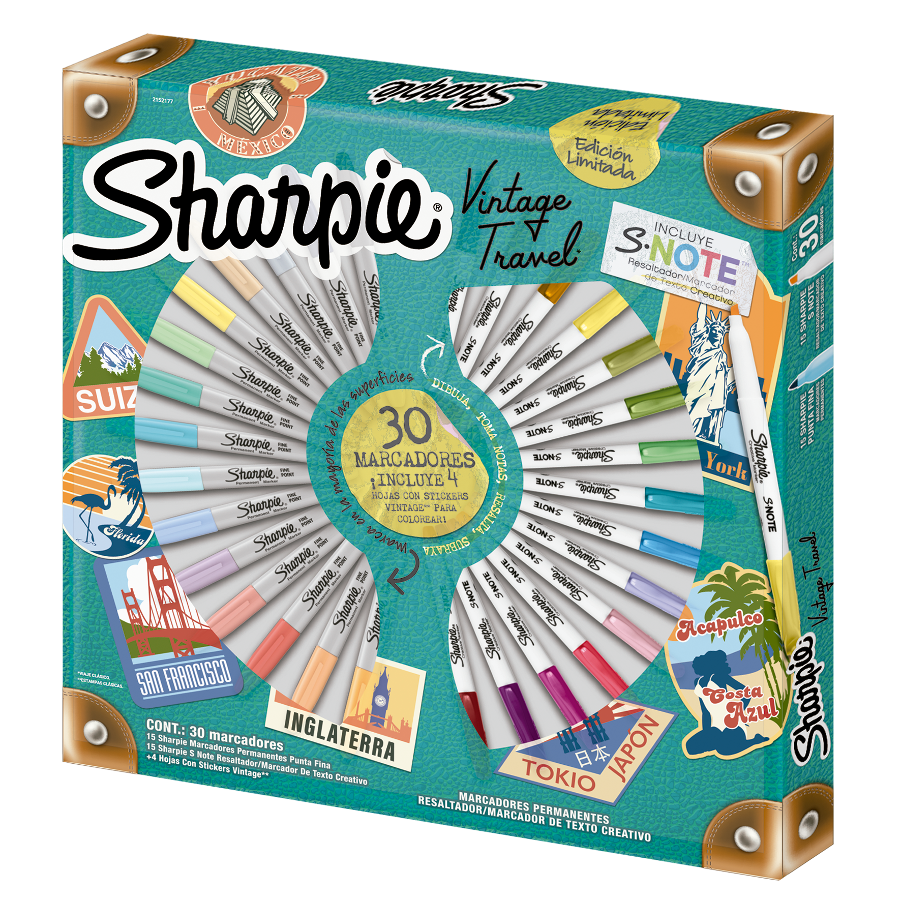 Ruleta Sharpie Vintage Travel 30 Marcadores Edición Limitada-2