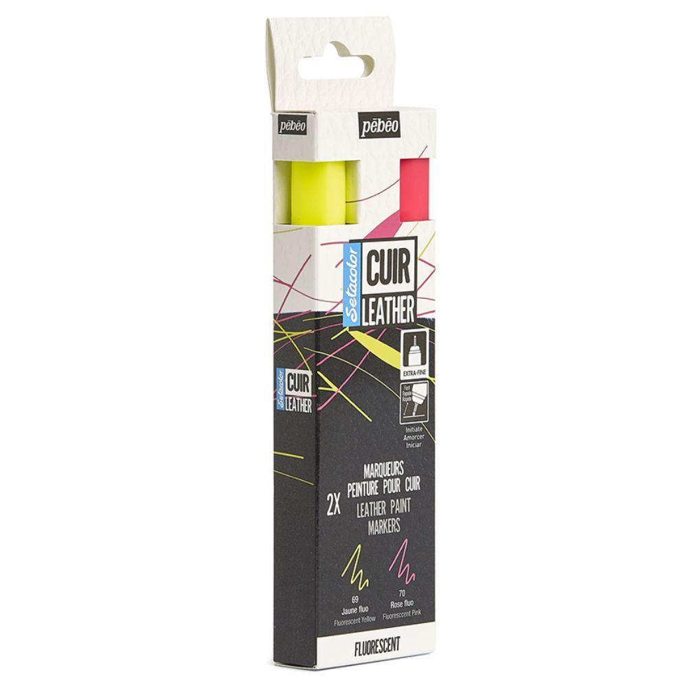 Marcador de Pintura para Cuero Pebeo Setacolor Set 2 Fluor-3