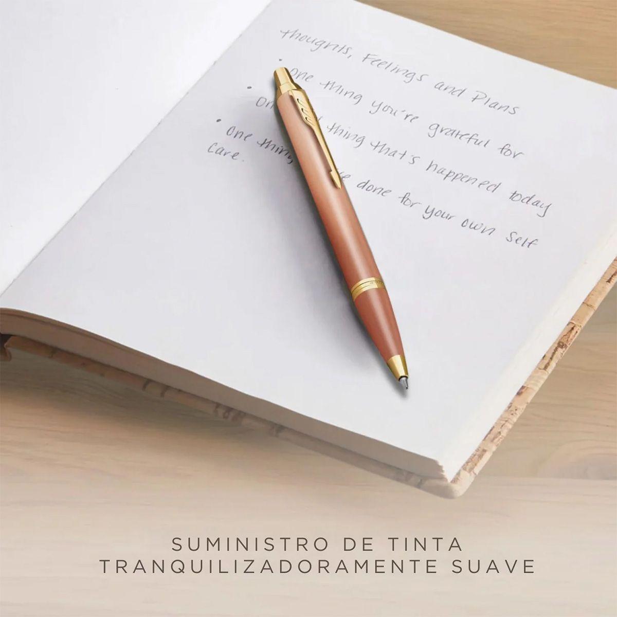 Bolígrafo Parker IM Writing Ritual Oro Rosa Tinta Azul-4