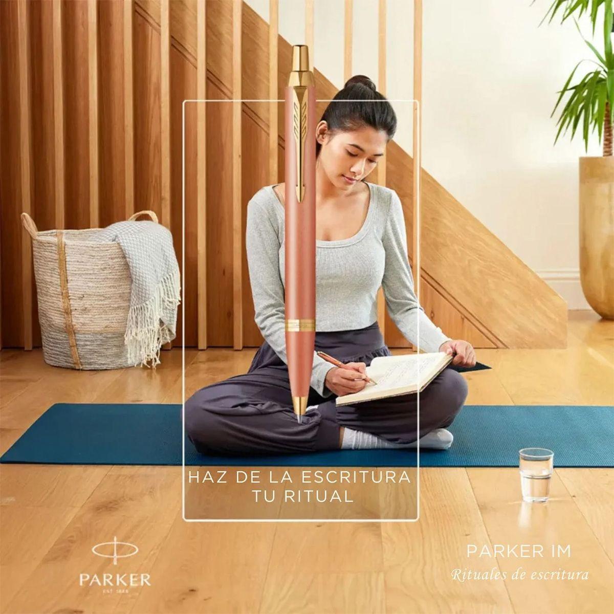 Bolígrafo Parker IM Writing Ritual Oro Rosa Tinta Azul-5