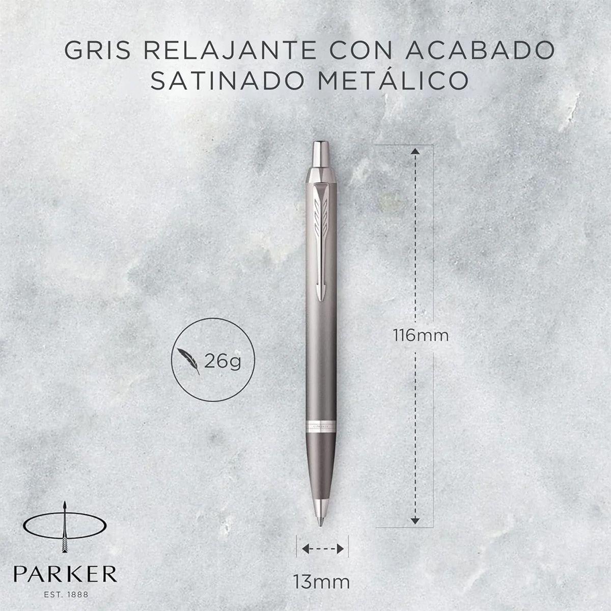 Bolígrafo Parker IM Writing Ritual Gris Tinta Azul-3