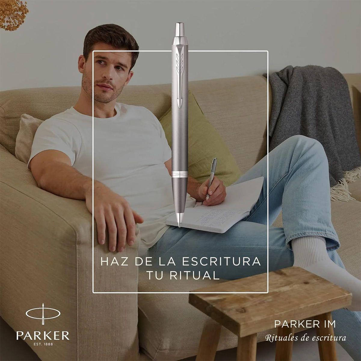 Bolígrafo Parker IM Writing Ritual Gris Tinta Azul-5