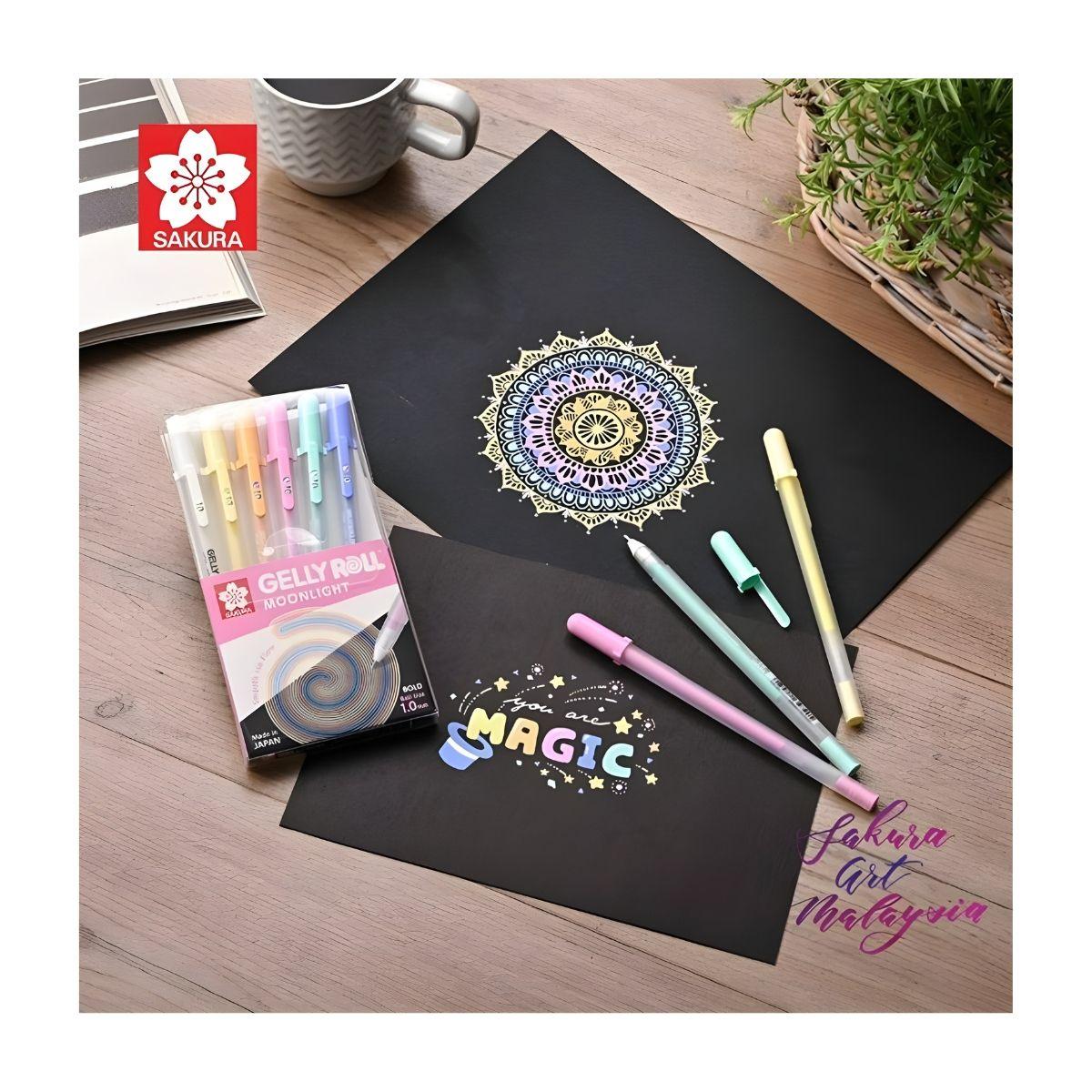 Lápices Gel Gelly Roll Sakura Moonlightc Set 6 Color Pastel-2