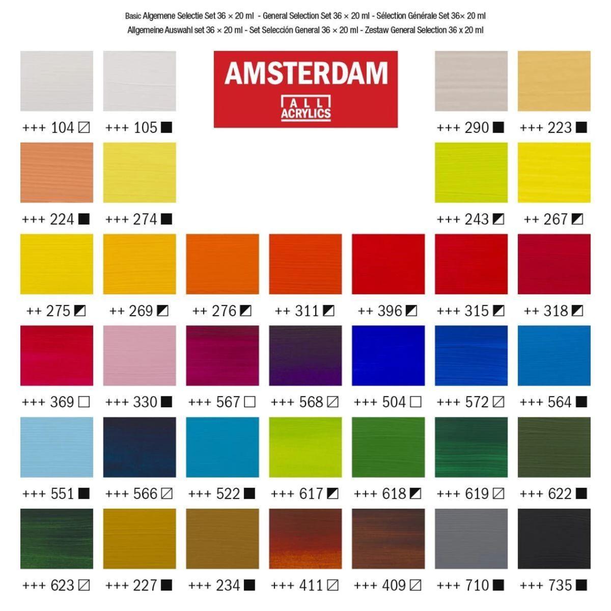 Acrílico Amsterdam Pack 36 Colores 20ml Selección General-4