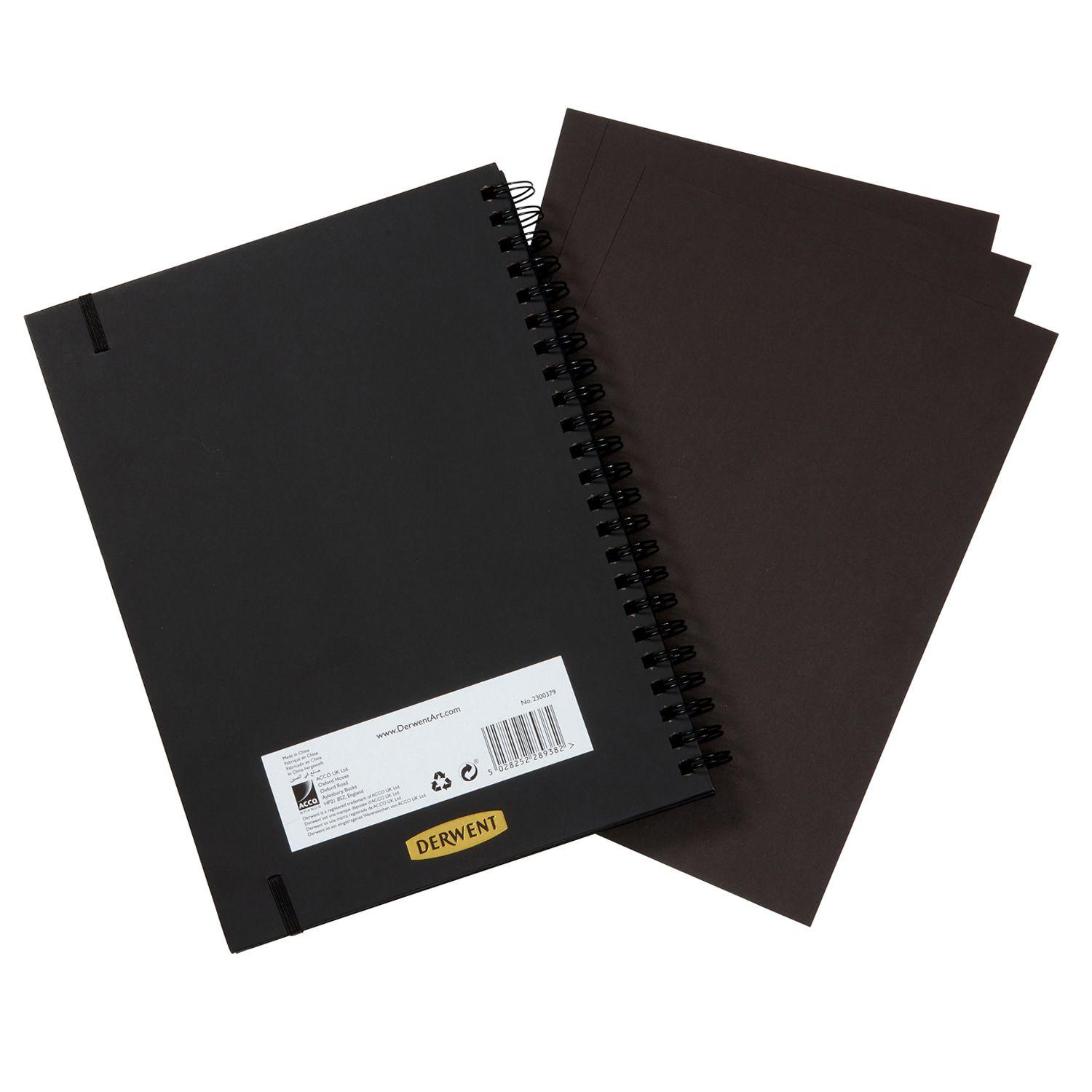 Croquera Dibujo Derwent Hoja Negra 200gr 40 Hojas A4 21x29cm-3