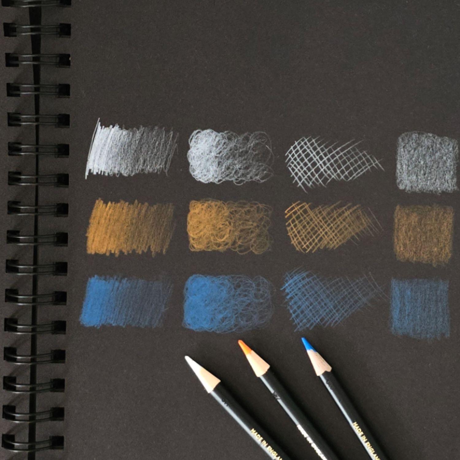 Croquera Dibujo Derwent Hoja Negra 200gr 40 Hojas A4 21x29cm-4