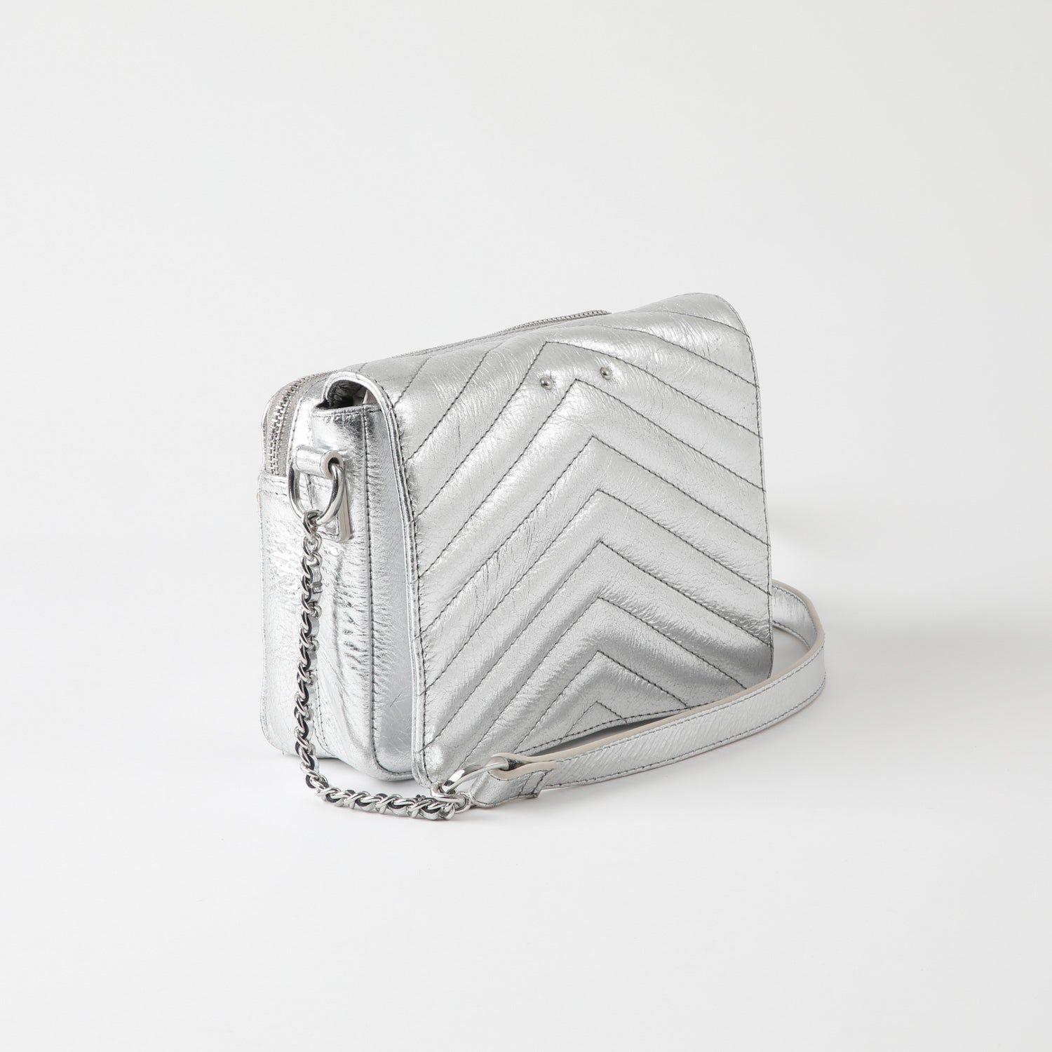 Cartera Cuero Cruzada Milan Silver-2