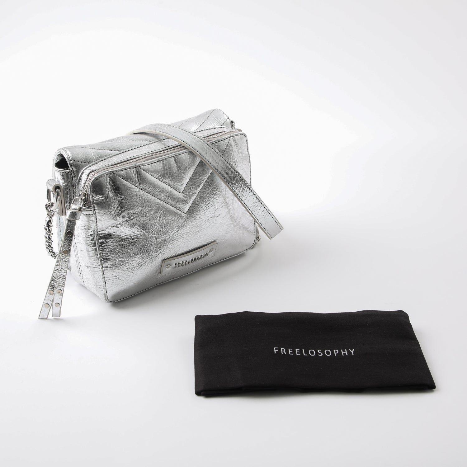 Cartera Cuero Cruzada Milan Silver-4