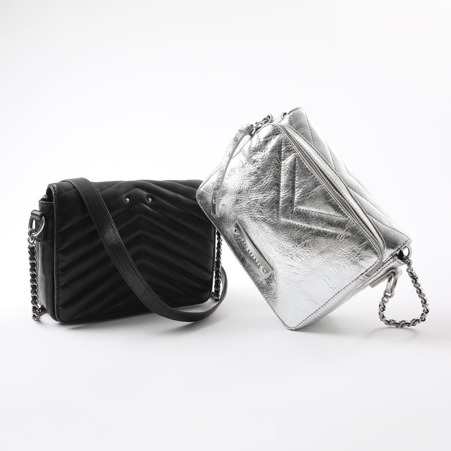 Cartera Cuero Cruzada Milan Silver-5
