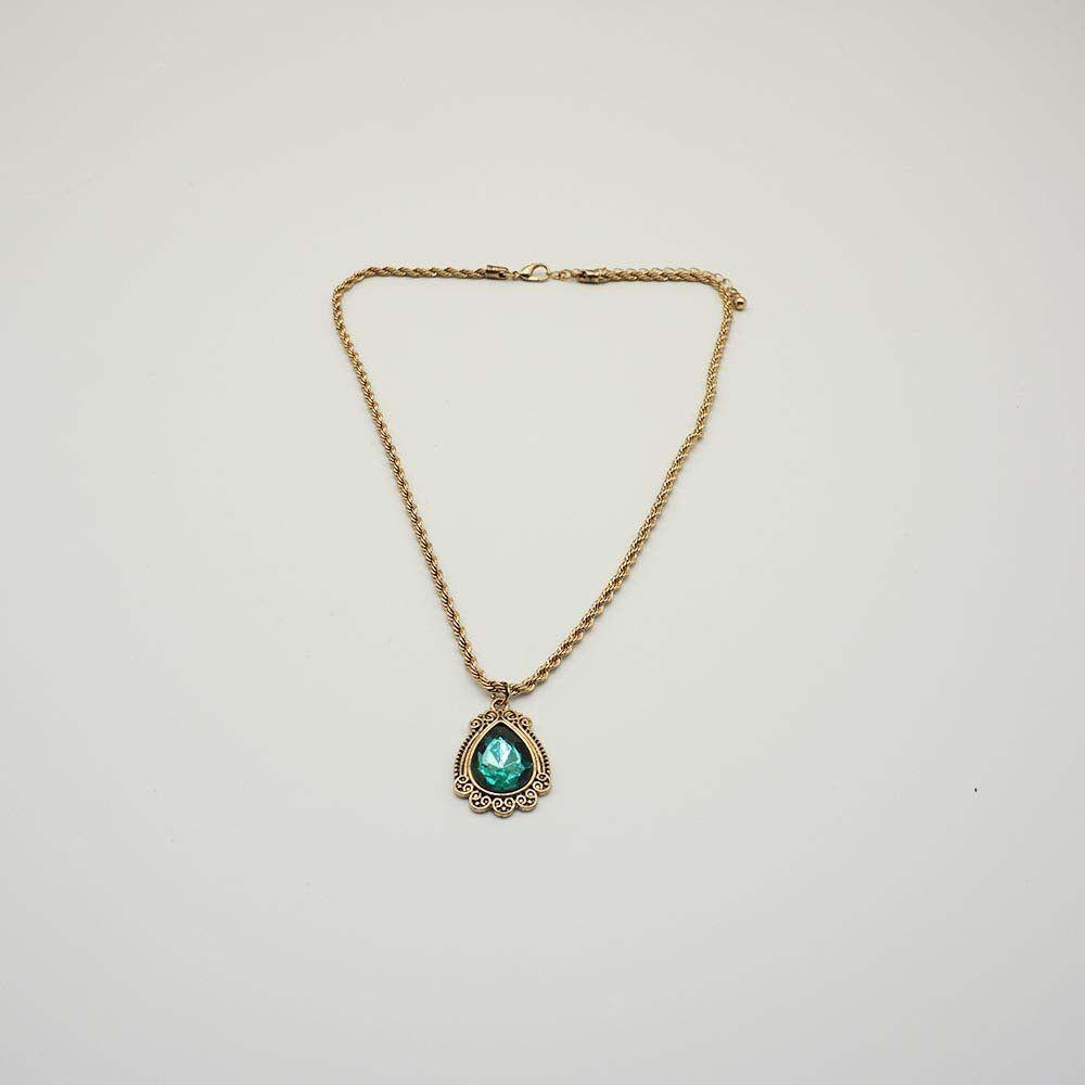 Collar Largo Esmeralda Dorado i-D-0