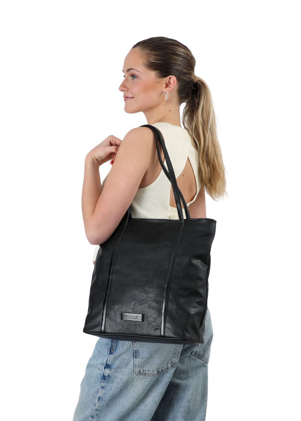 Cartera Tote Damar Ecocuero Negro Humana-4