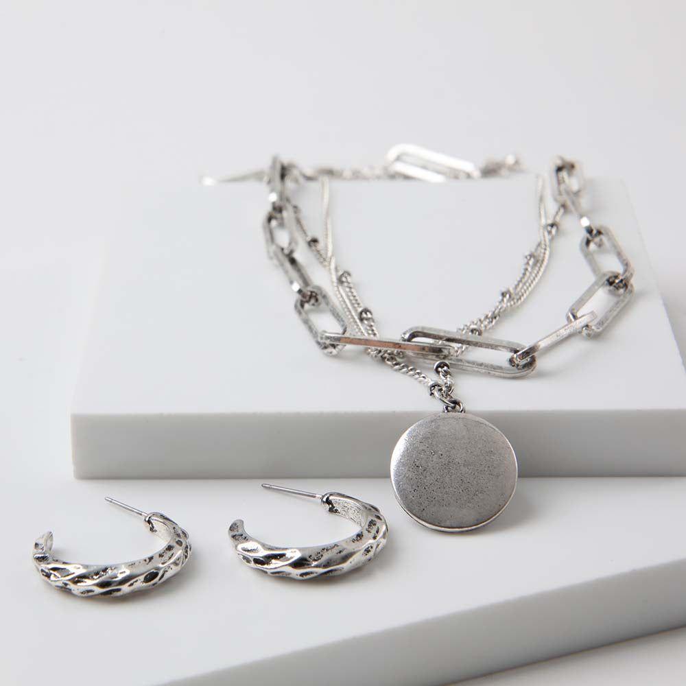 Collar Set Jeol Plateado Humana-0