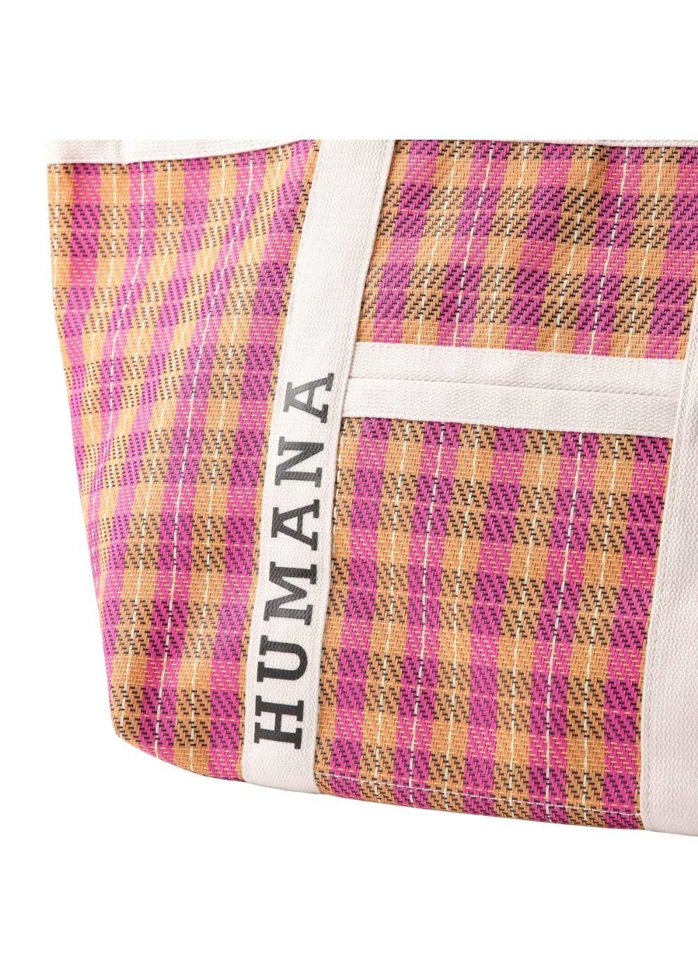 Cartera Tote Dena Tejido Cuadros Fucsia Humana-3