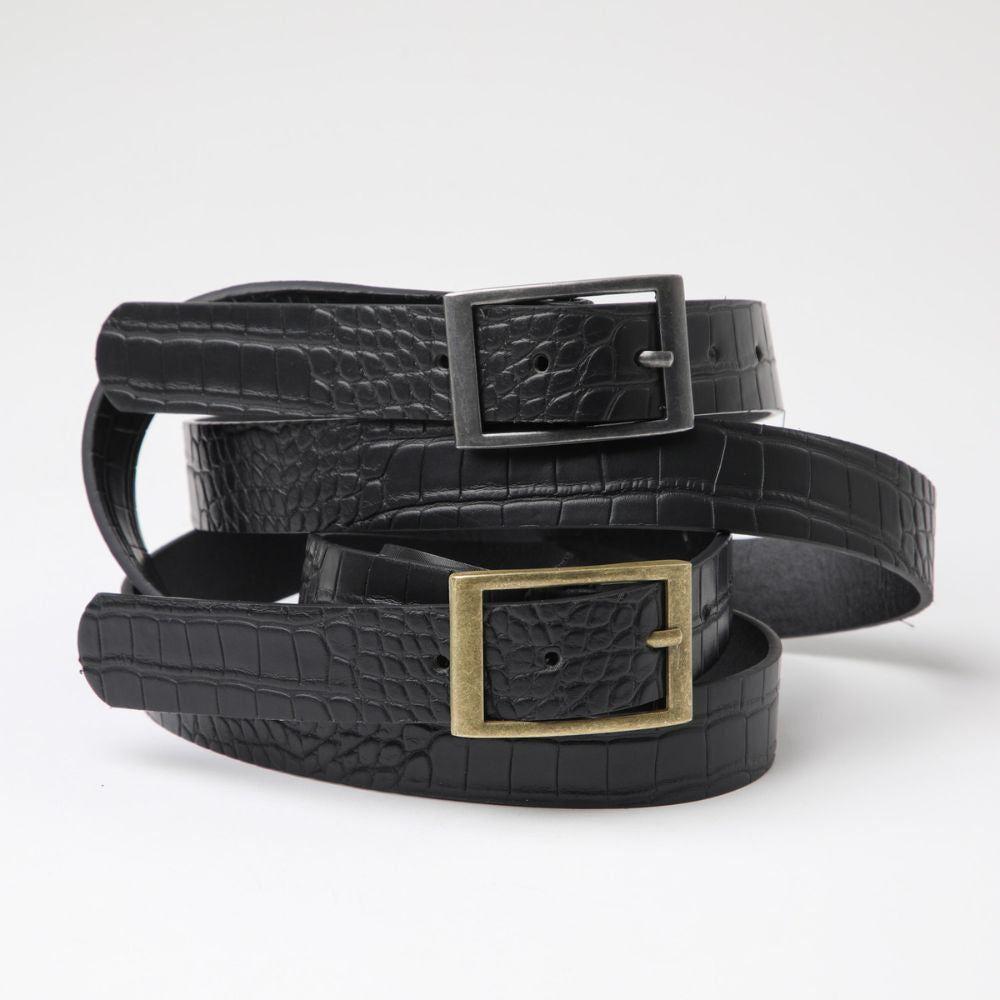 Cinturón Croco Silver Negro Humana-2