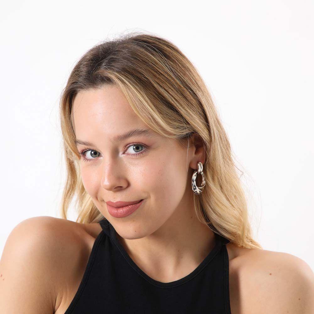 Aros Mediano Hibisco Plateado Humana-1