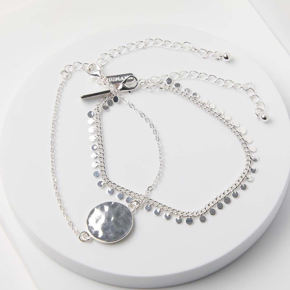 Set Pulseras Plateadas Essential Coins Humana-0