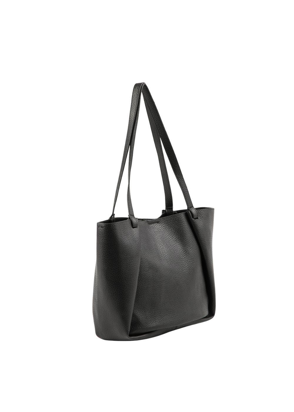 Cartera Tote Elena Ecocuero negro Humana-2