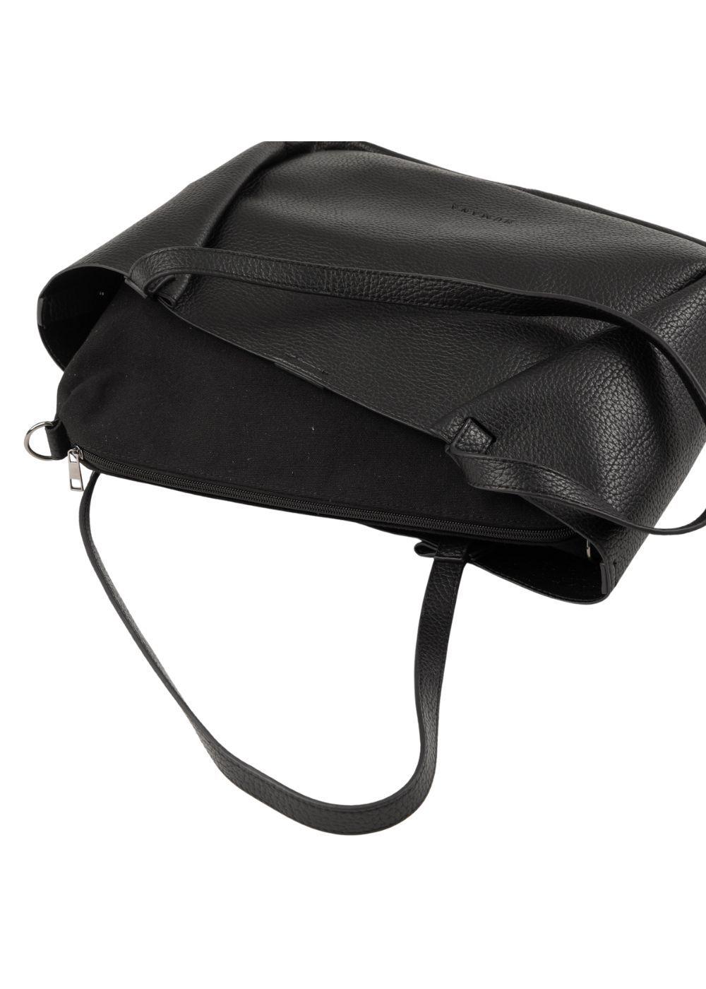 Cartera Tote Elena Ecocuero negro Humana-3