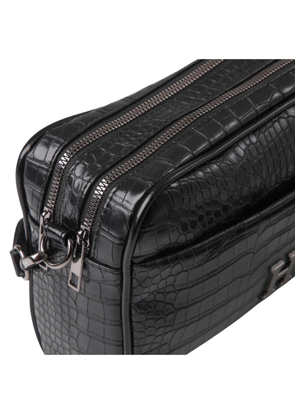 Cartera Bandolera Betsy Ecocuero Croco Negro Humana-2