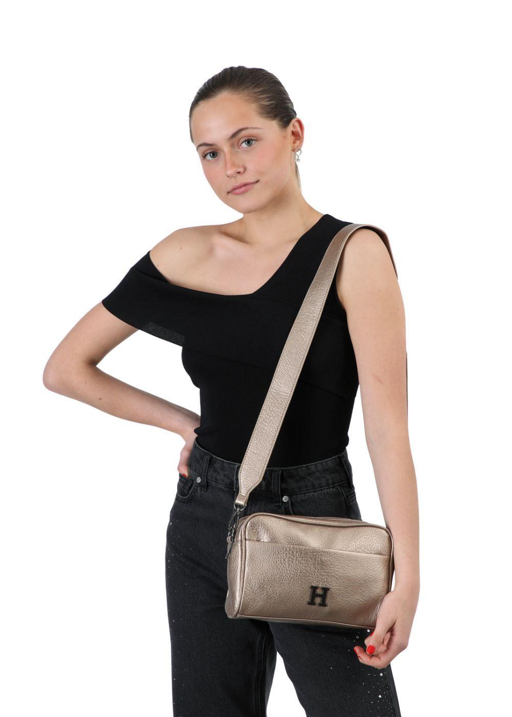 Cartera Bandolera Betsy Ecocuero Bronce Humana-4