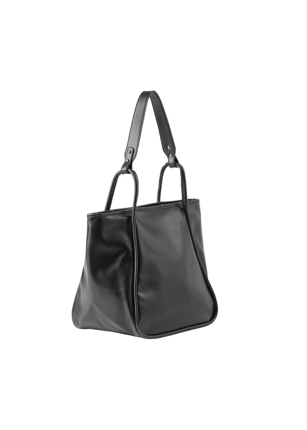 Cartera Tote Beren Ecocuero Negro Humana-2
