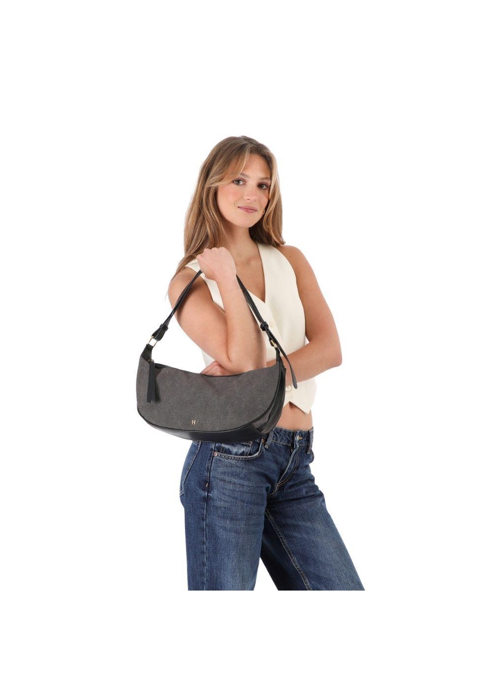 Cartera Hombro Brida Canvas Gris Humana-4
