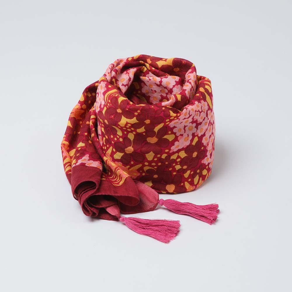 Pañuelo Estampado Floral Rojo i-D-0