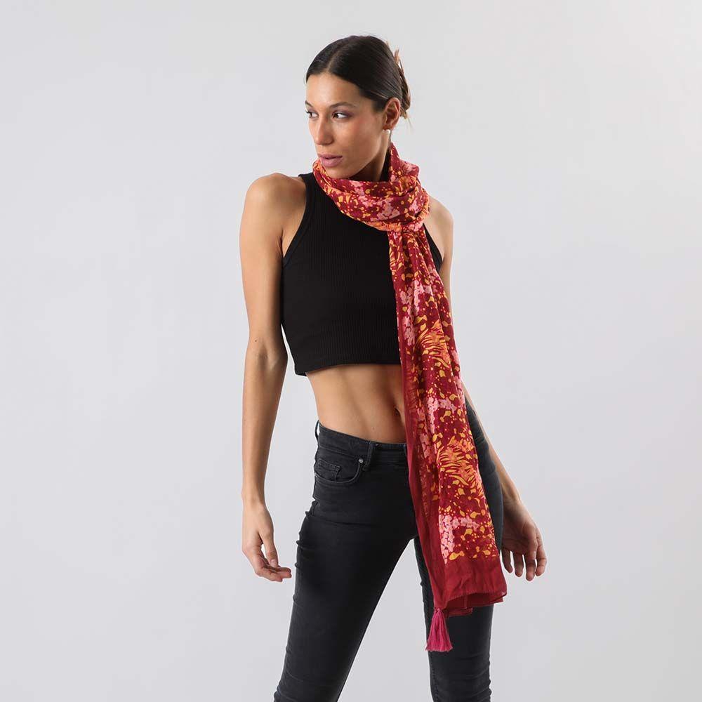 Pañuelo Estampado Floral Rojo i-D-1