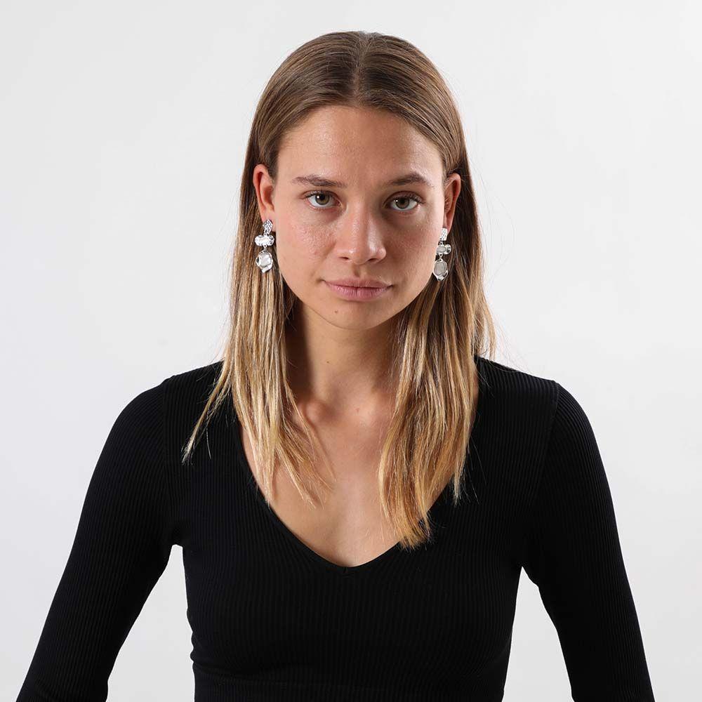 Aros Largo Negril Plateado i-D-1