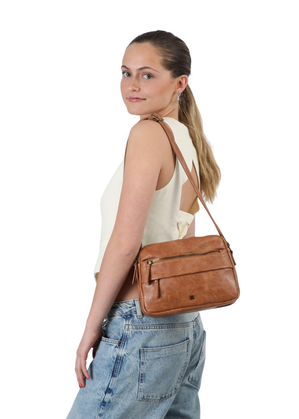 Cartera Bandolera Brisa Ecocuero Camel Humana-4