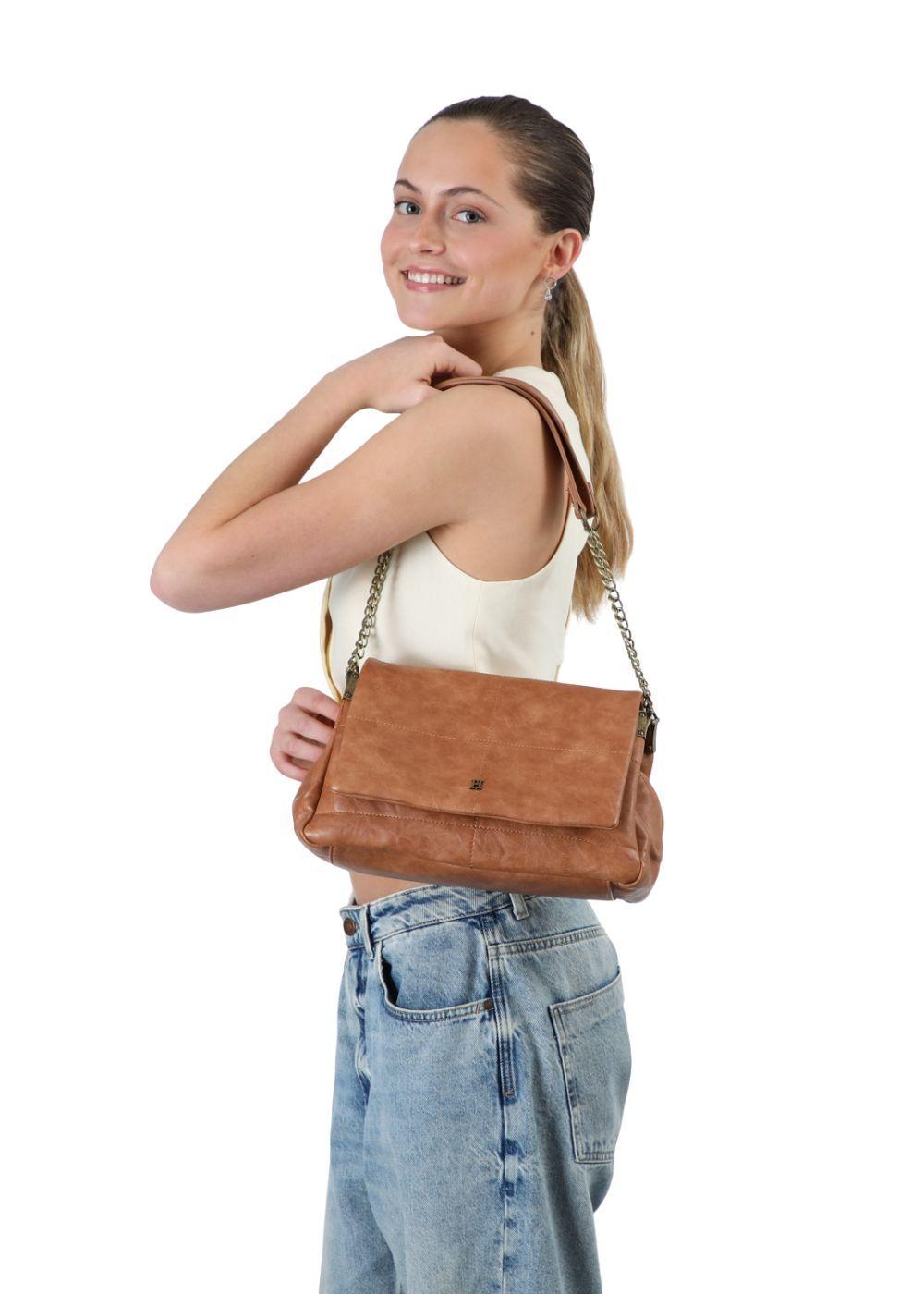 Cartera Bandolera Anika Ecocuero Camel Humana-4