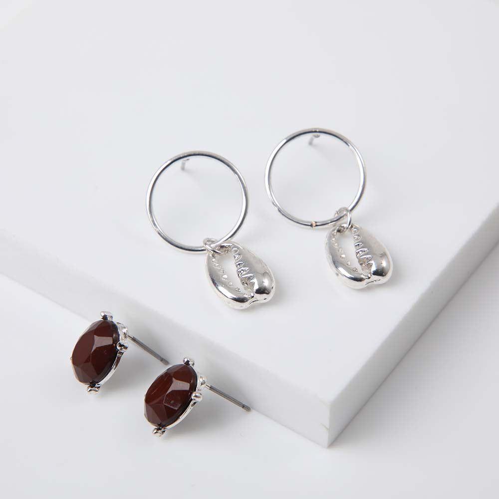 Set Aros Girasol Plateados Humana-0