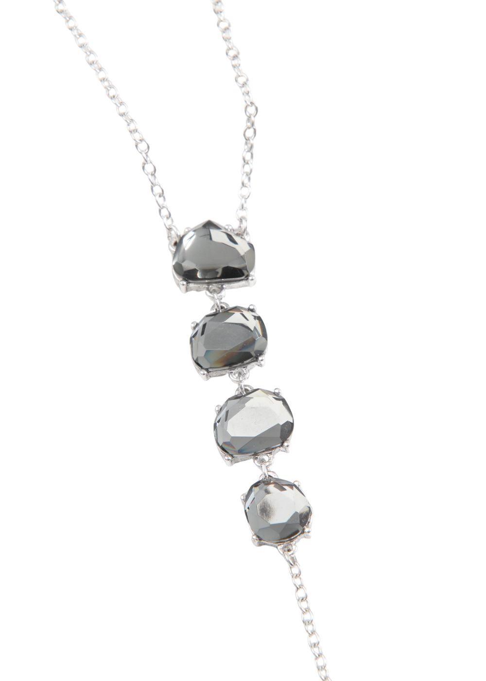 Collar Corto Piedras Plateado Humana-0
