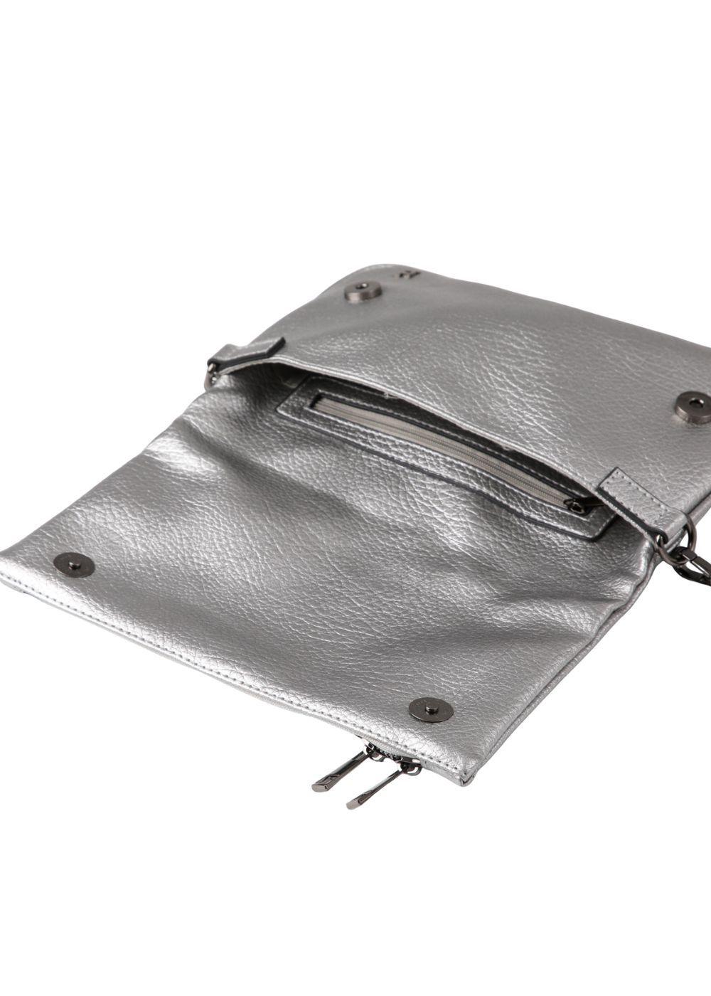 Cartera Bandolera Delia Ecocuero Plateado Humana-2